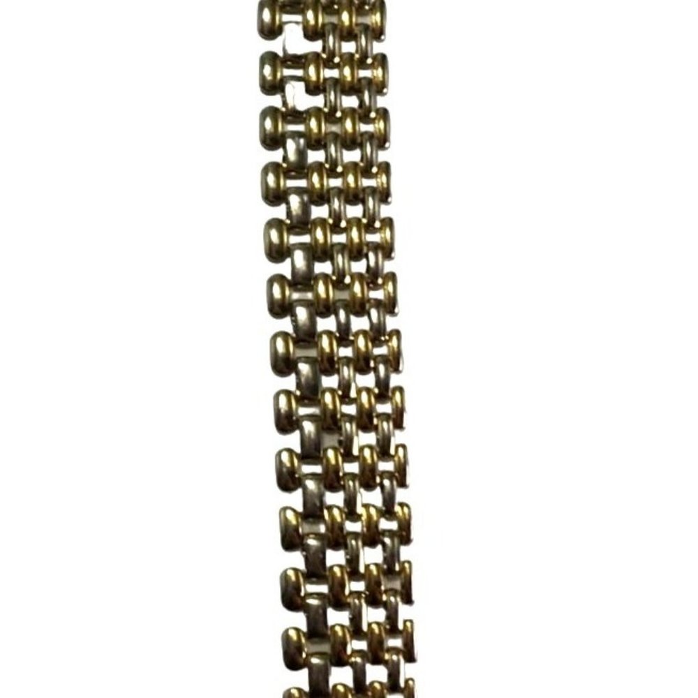 Vintage Gold Tone Mesh Link Chain Bracelet Graduated 5 Row Fold Over Clasp - Picture 4 of 6